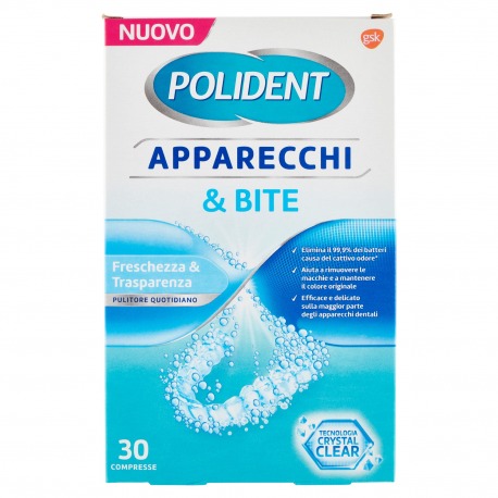 Polident Apparecchi & Bite Freschezza & Trasparenza 30 cpr.