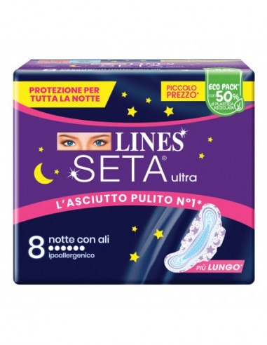 Lines Seta Ultra Assorbenti Notte 8 Pezzi