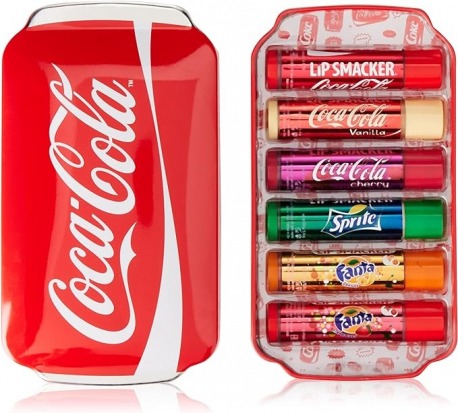 Lip Smacker Coca-Cola Collection, Set di 6 Burrocacao Assortiti dai Gusti Autentici Coca-Cola