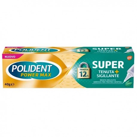 Polident Power Max Super Tenuta Sigillante Adesivo Protesi Dentali Menta Delicata 40g
