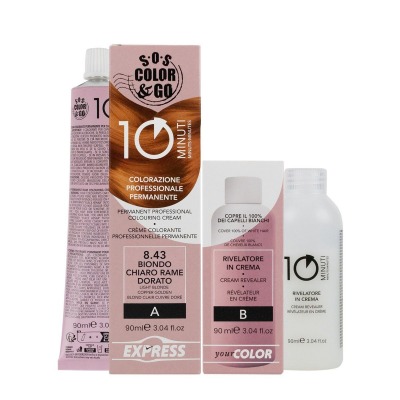 SOS Colorazione Permanente e Rivelatore in Crema 8.43 Biondo Rame 90ml