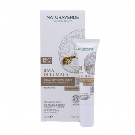 Crema Contorno Occhi Alla Bava Di Lumaca, Con Acido Ialuronico E Burro Di Karité Bio 15 ml