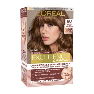 Excellence Universal Nude Colorazione Permanente Senza Ammoniaca N.6U BIONDO SCURO UNIVERSALE